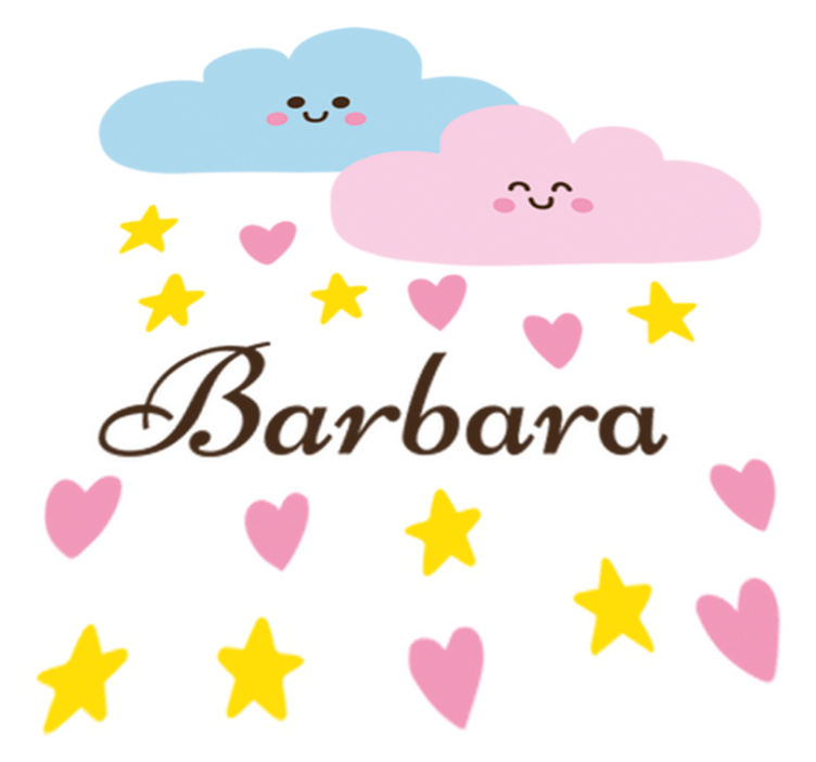 Blå og rosa sky med navn vinyl teppe spedbarn - Tenstickers