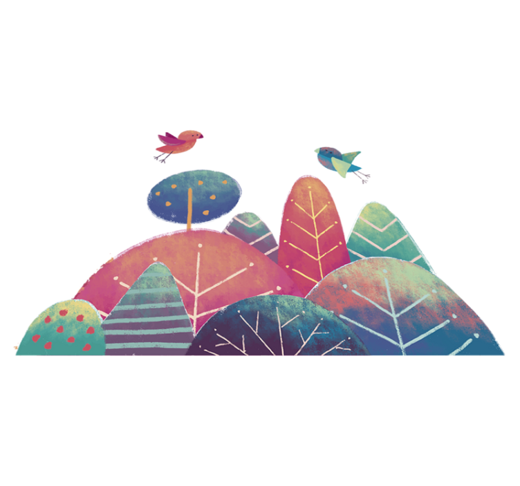 Vinyl teppe spedbarn blå og rosa trær - Tenstickers