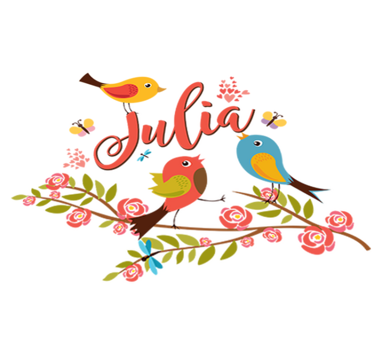 Vårfugler med navn vinyl teppe spedbarn - Tenstickers