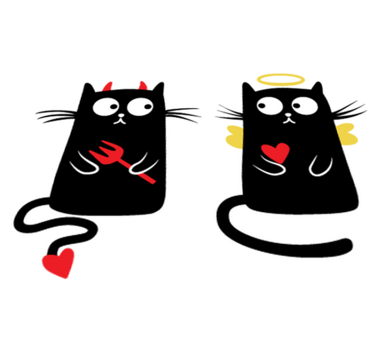 Vinyl teppe spedbarn gode og dårlige katter - Tenstickers