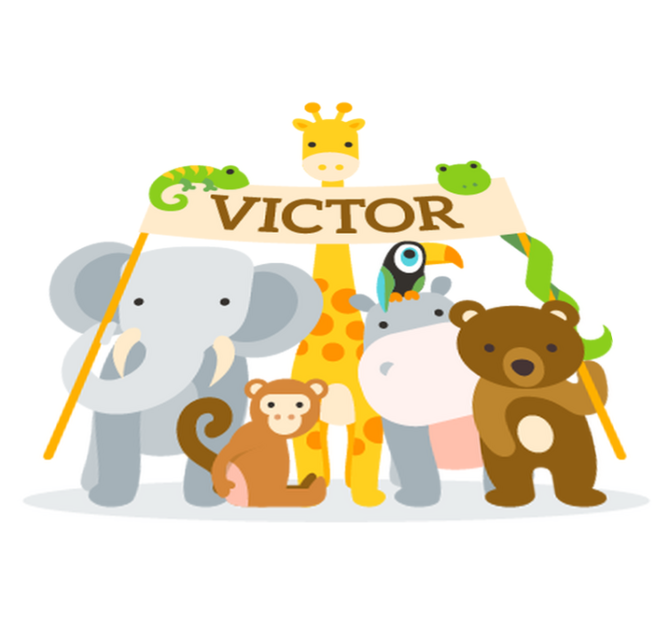 Velkomne dyr med navn vinyl teppe spedbarn - Tenstickers