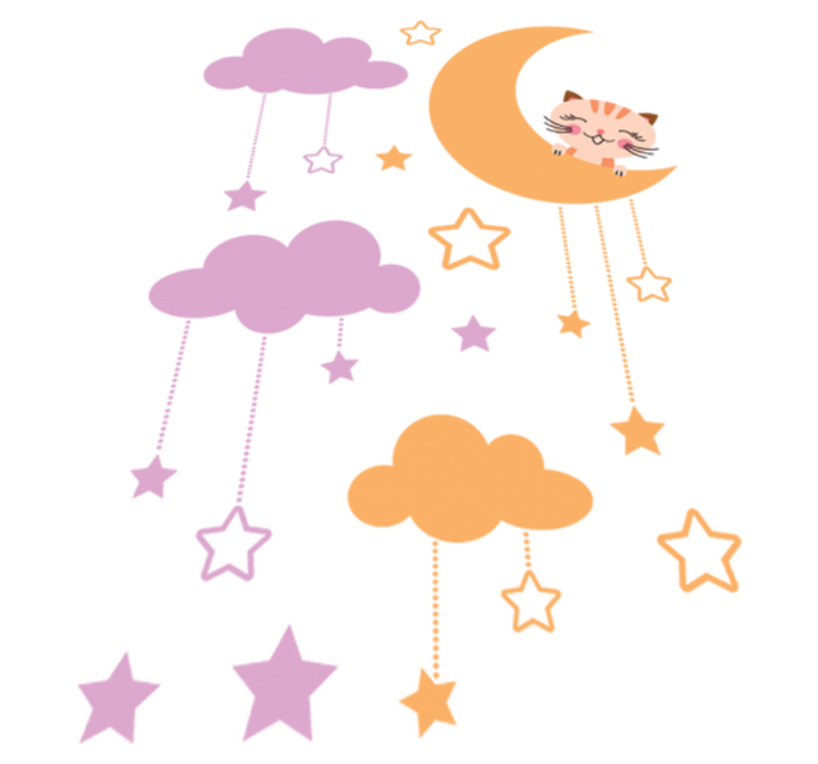 Vinyl teppe spedbarn måne katt klistremerke - Tenstickers