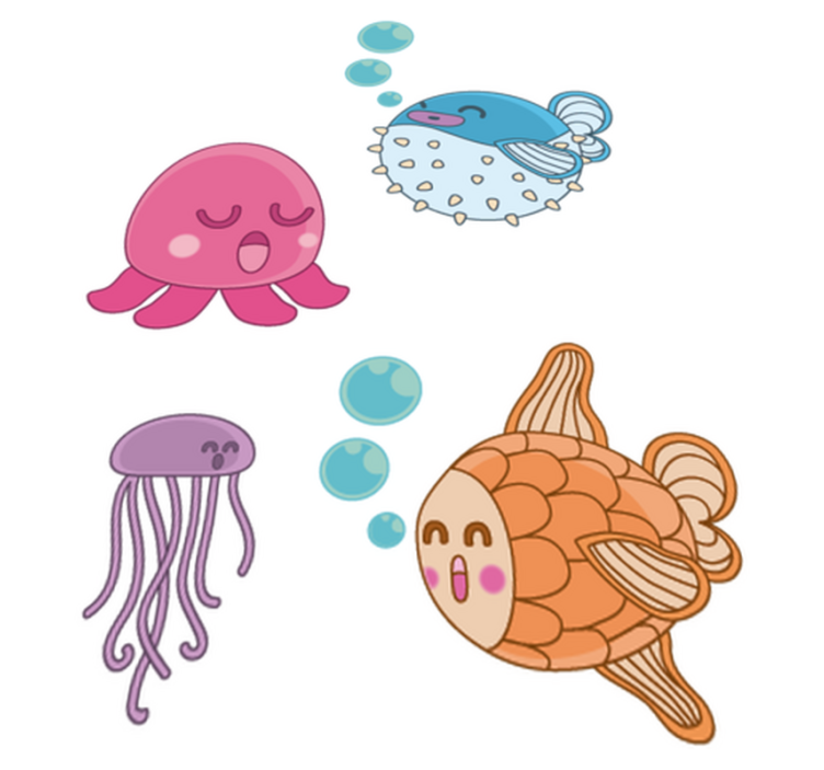 Vinyl teppe spedbarn fisk illustrasjon klistremerke - Tenstickers