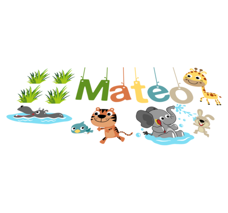 Vinyl teppe spedbarn med navnet jungeldyr - Tenstickers