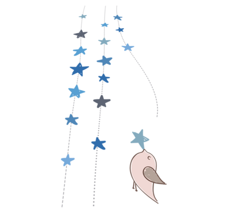 Blå stjerner og fugl vinyl teppe spedbarn - Tenstickers