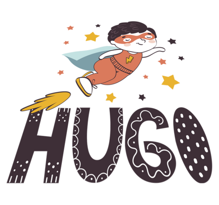 Vinyl teppe spedbarn med personlig superhelt navn - Tenstickers