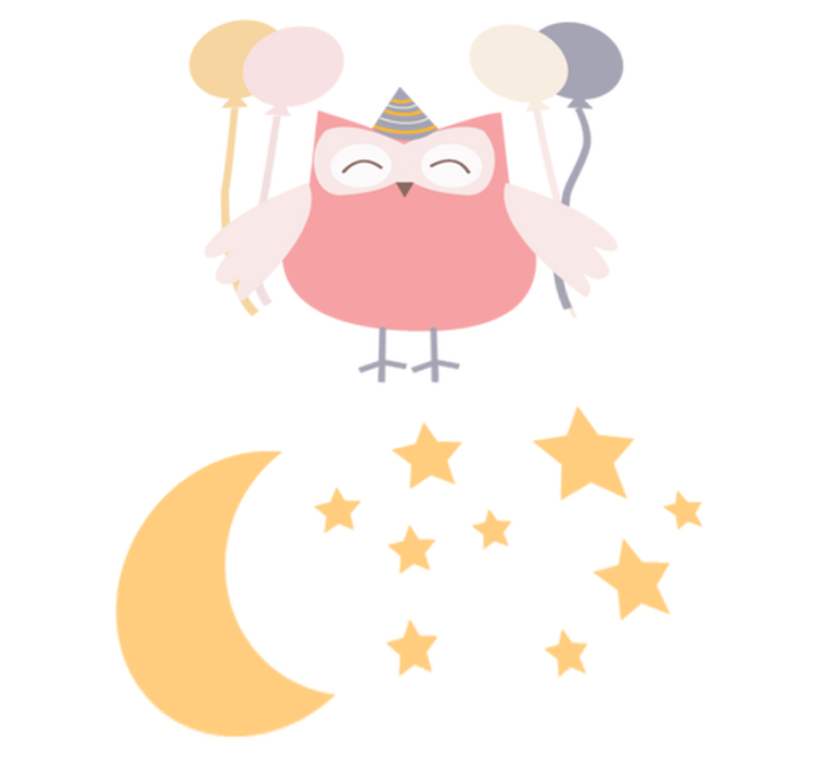 Festende ugle vinyl teppe spedbarn - Tenstickers