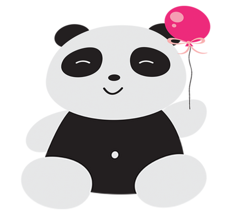 Panda med rosa ballong vinyl teppe spedbarn - Tenstickers