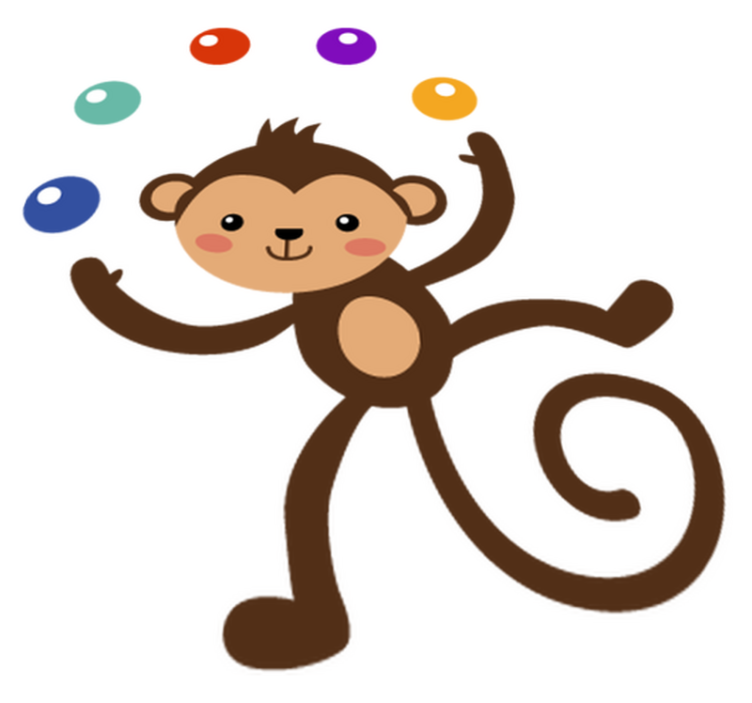 Jonglerende ape vinyl teppe spedbarn - Tenstickers