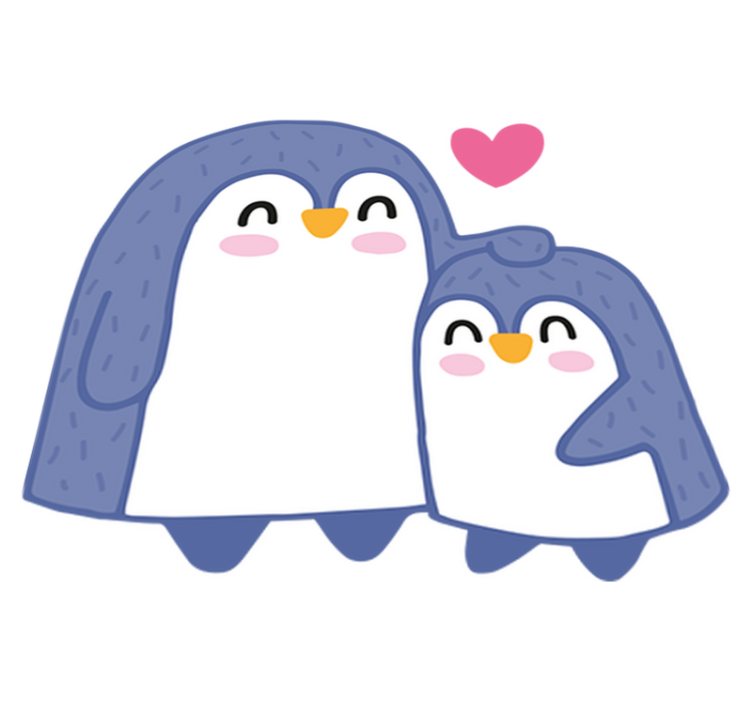 Vinyl teppe spedbarn mor og baby pingvin - Tenstickers