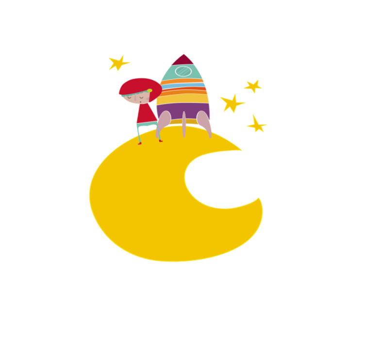 Vinyl teppe spedbarn rakett på månen - Tenstickers