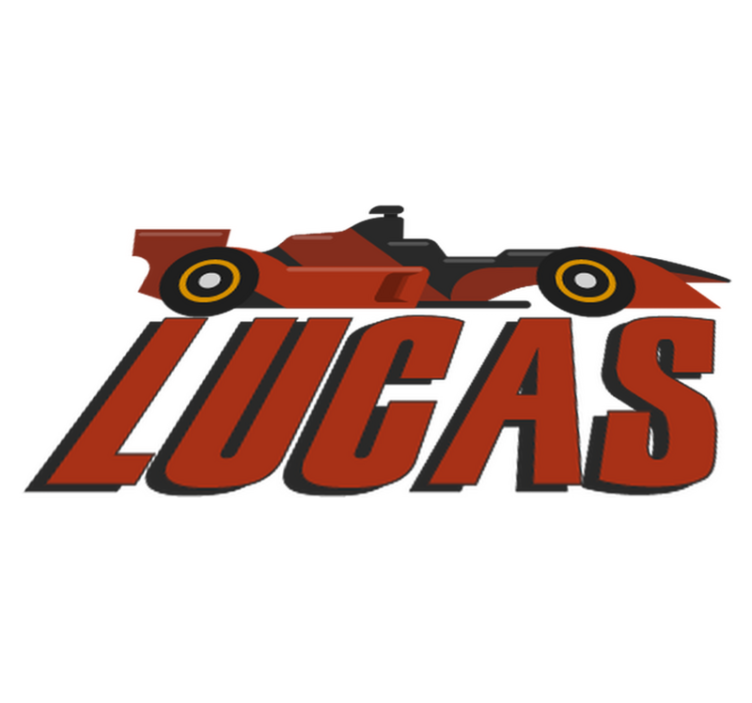 Rød f1 bil med navn vinyl teppe spedbarn - Tenstickers