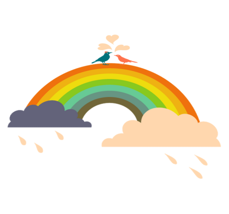 Fugler på regnbue vinyl teppe spedbarn - Tenstickers