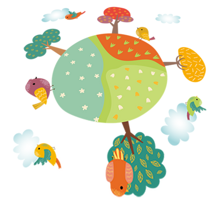 Sirkulær fjær med dyr vinyl teppe spedbarn - Tenstickers