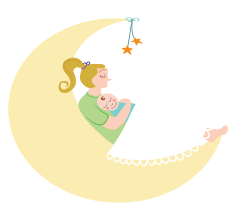 Vinyl teppe spedbarn mamma og baby på månen - Tenstickers