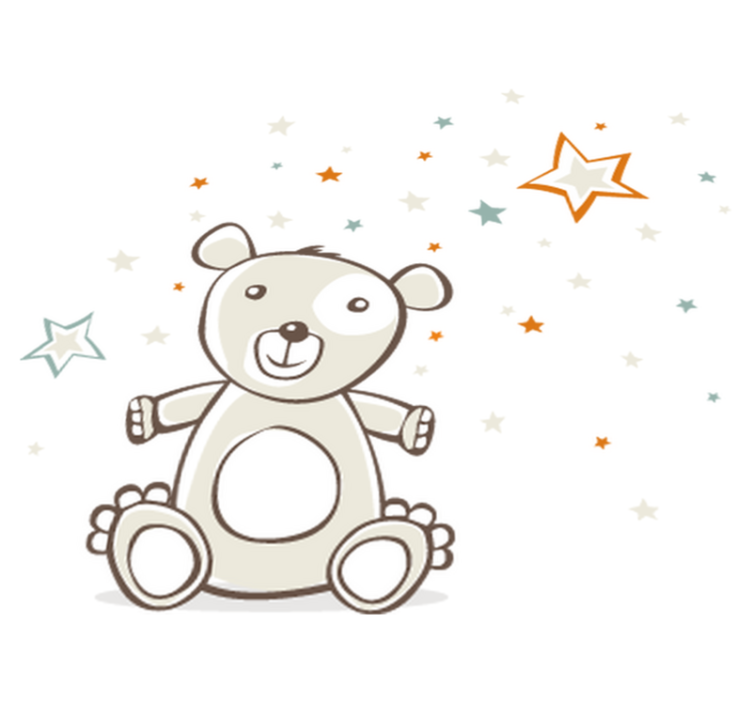 Vinyl teppe spedbarn med stjerner og bamse - Tenstickers