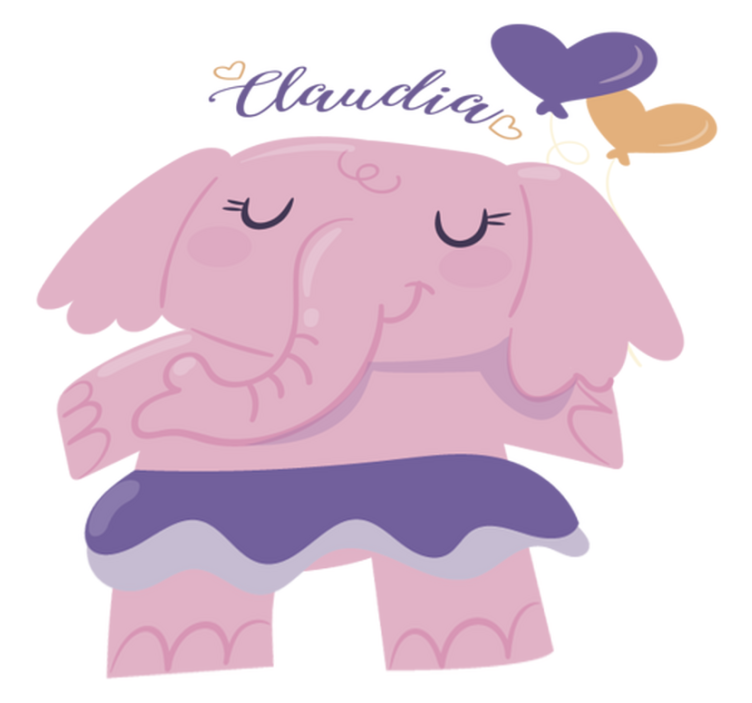 Vinyl teppe spedbarn rosa elefant med navn - Tenstickers