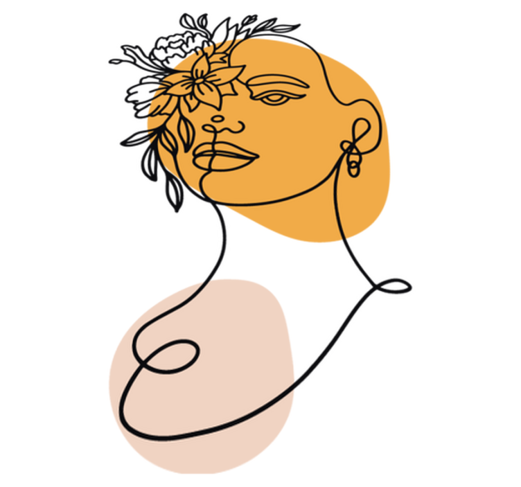 Vinyl teppe soverom minimalistisk portrett av kvinne - Tenstickers