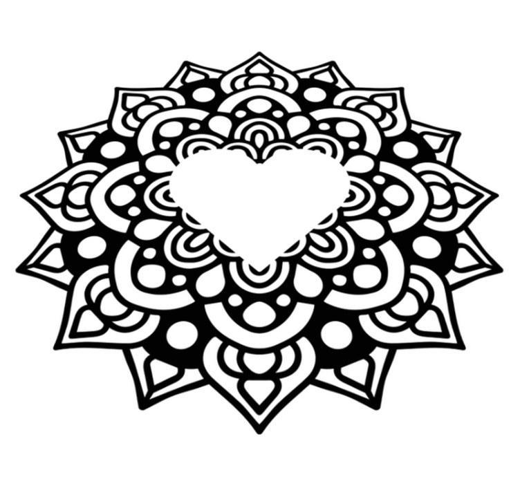 Mandala med hjerteformet ramme vinyl teppe soverom - Tenstickers