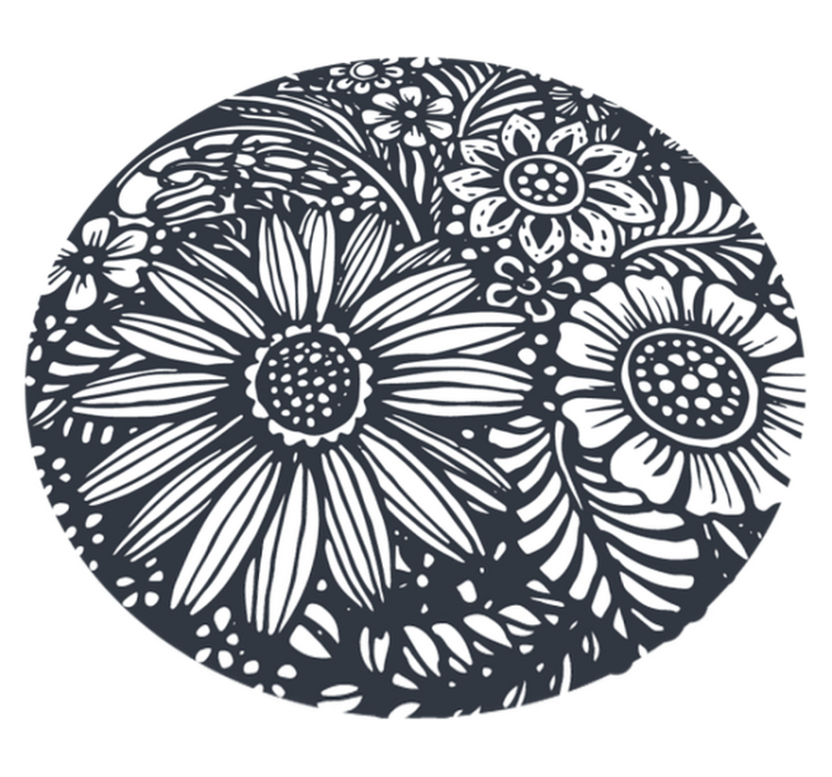 Rundt blomsterdesign vinyl teppe soverom - Tenstickers