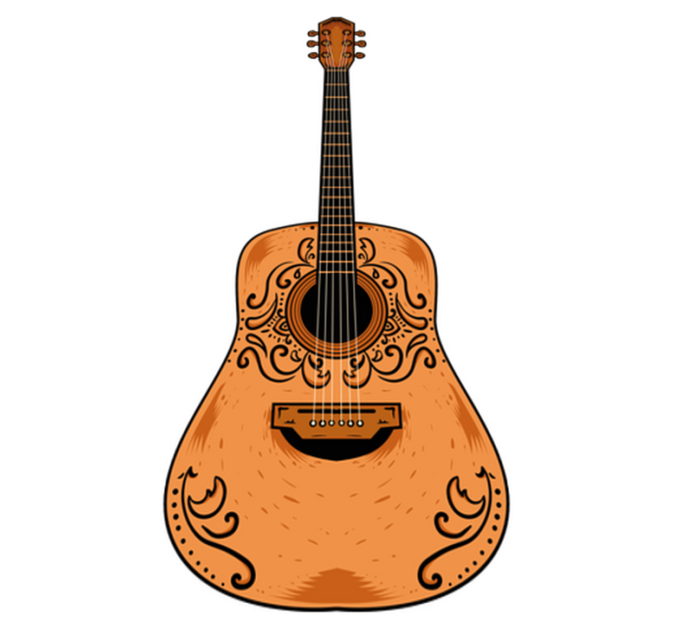 Vinyl teppe soverom oransje gitar - Tenstickers