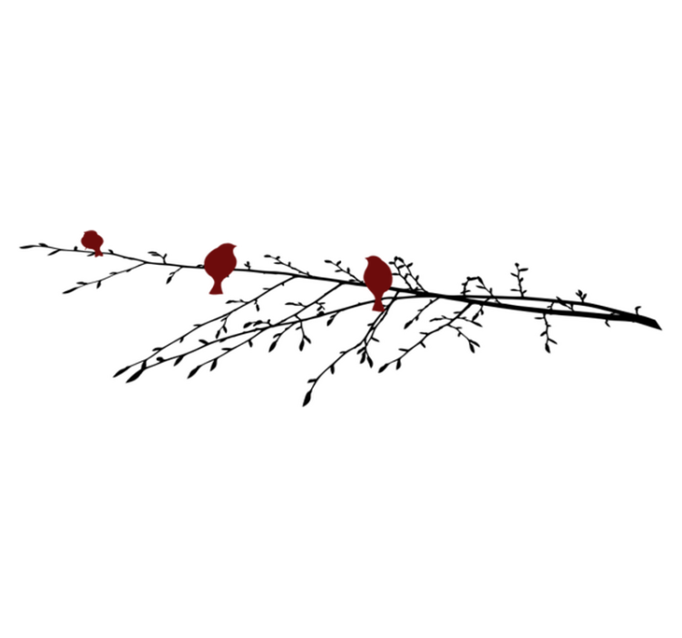 Røde fugler på gren vinyl teppe soverom - Tenstickers