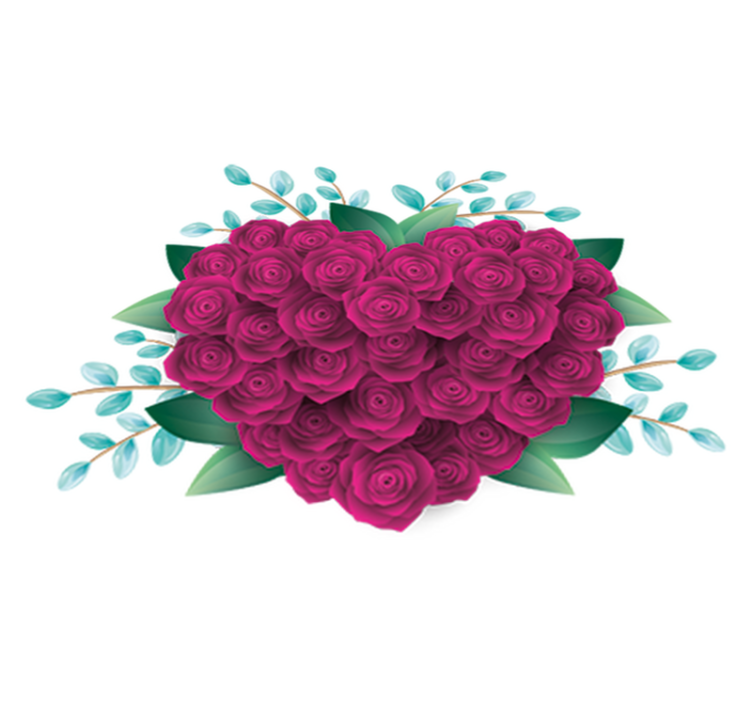 Hjertekrone med roser vinyl teppe soverom - Tenstickers