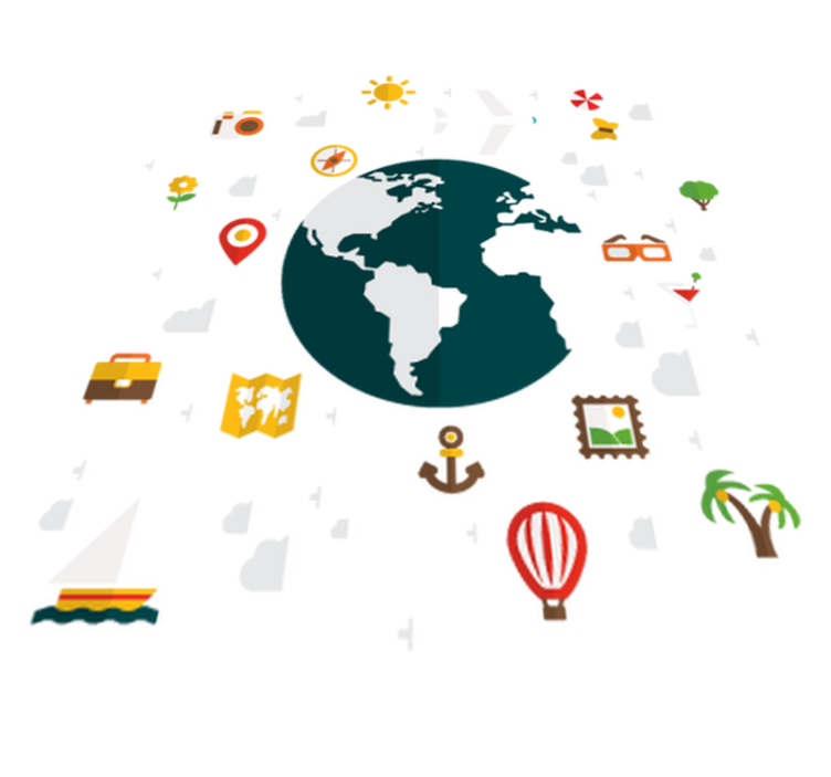 Reiseverden vinyl teppe soverom - Tenstickers