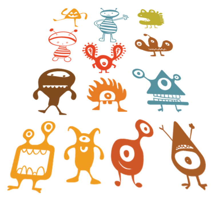 Fargerike romvesener vinyl teppe spedbarn - Tenstickers