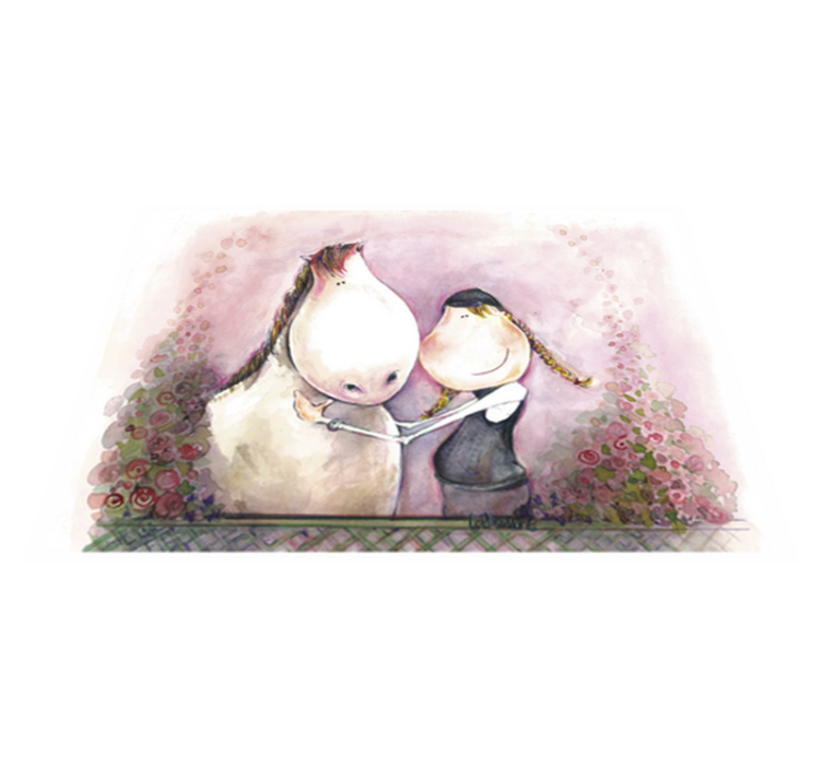 Jente og hest vinyl teppe spedbarn - Tenstickers