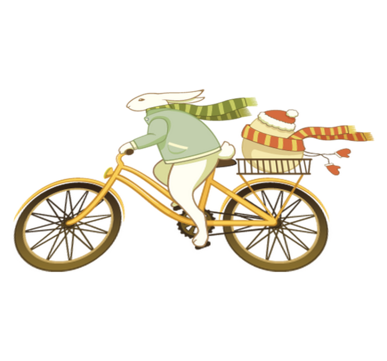 Vinyl teppe spedbarn påskehare på sykkel - Tenstickers