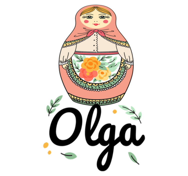 Matrioska med navn vinyl teppe spedbarn - Tenstickers