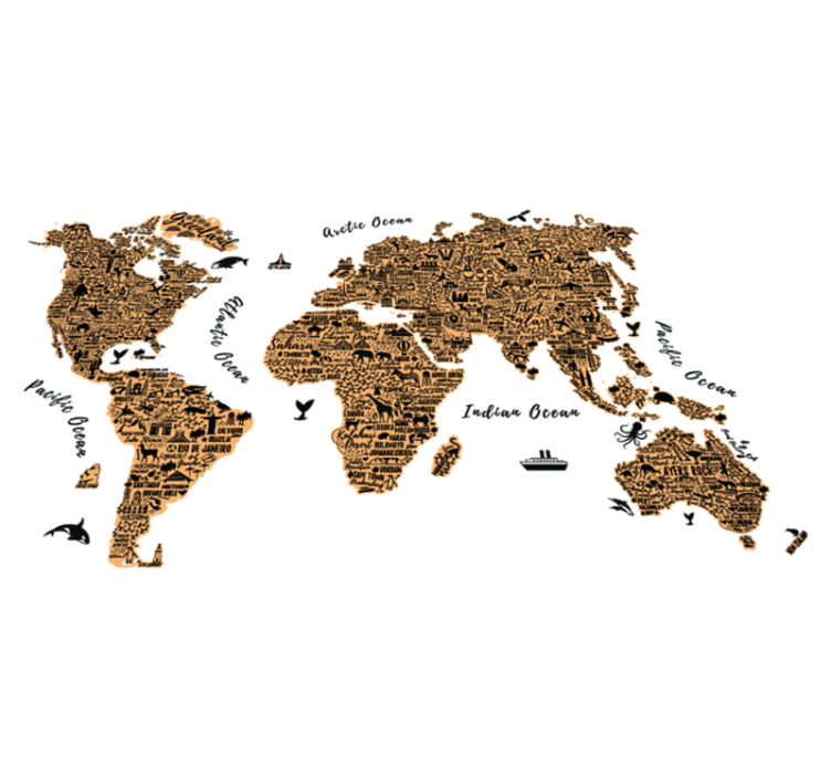 Vinyl teppe verdenskart med tekstprofil - Tenstickers