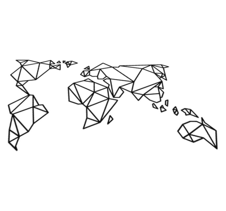 Vinyl teppe verdenskart origami dekorasjon - Tenstickers