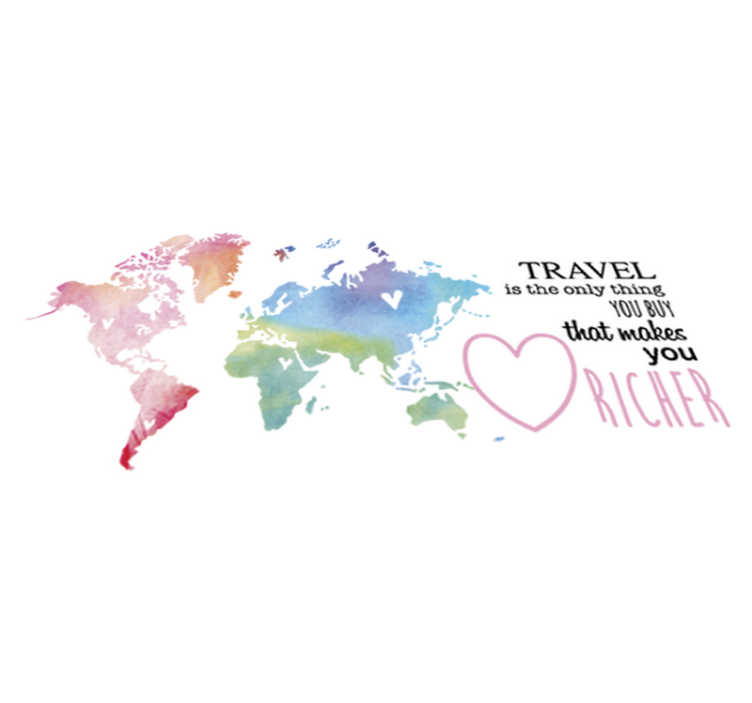 Vinyl teppe verdenskart og tekst om reising en - Tenstickers