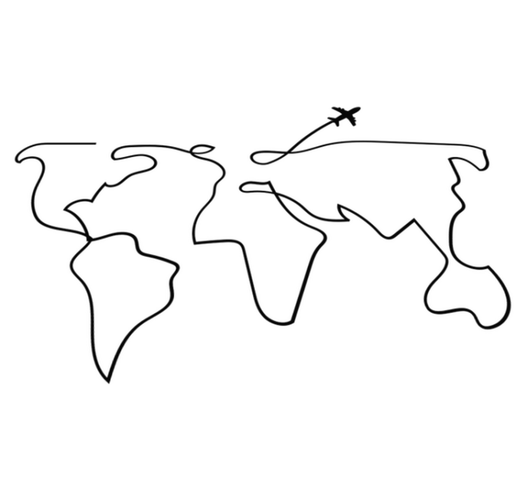 Vinyl teppe verdenskart flydesign - Tenstickers