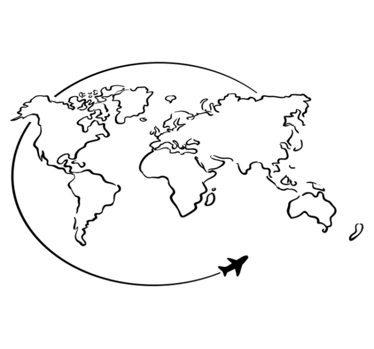 Vinyl teppe verdenskart med flyvende sirkler - Tenstickers