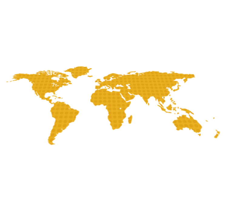 Vinyl teppe verdenskart i gult med prikker - Tenstickers