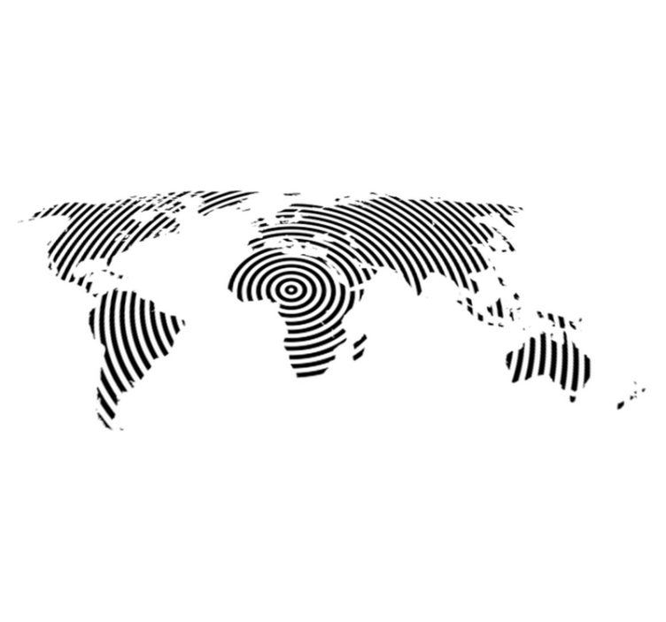 Vinyl teppe verdenskart med konsentrisk tekstur - Tenstickers