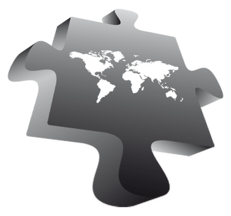 Vinyl teppe verdenskart puslespillbit - Tenstickers