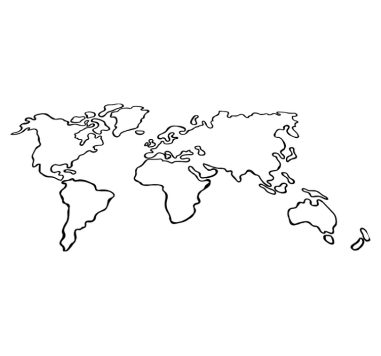 Vinyl teppe verdenskart ensfarget - Tenstickers