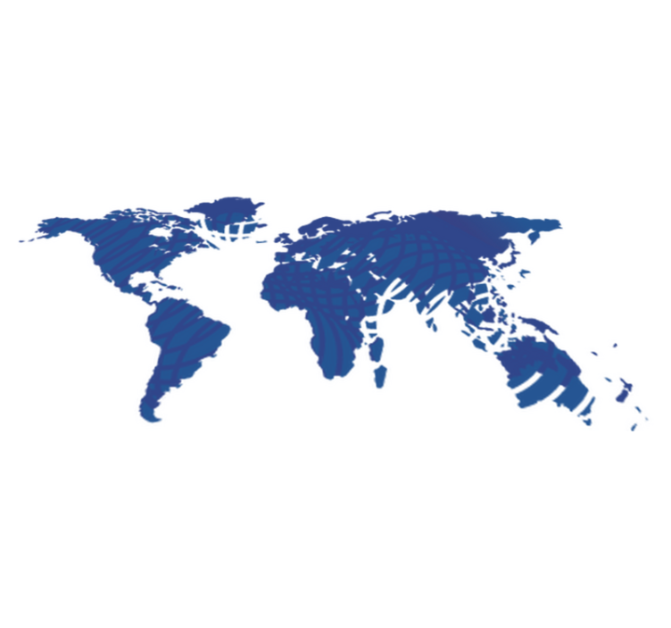 Vinyl teppe verdenskart blått med bølger - Tenstickers