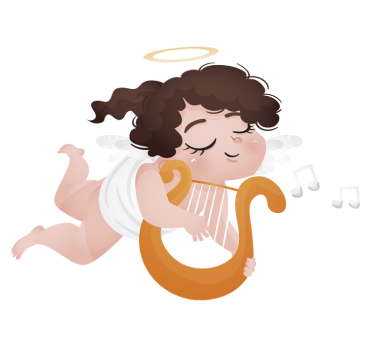 Vinyl teppe spedbarn med harpespillende barn - Tenstickers