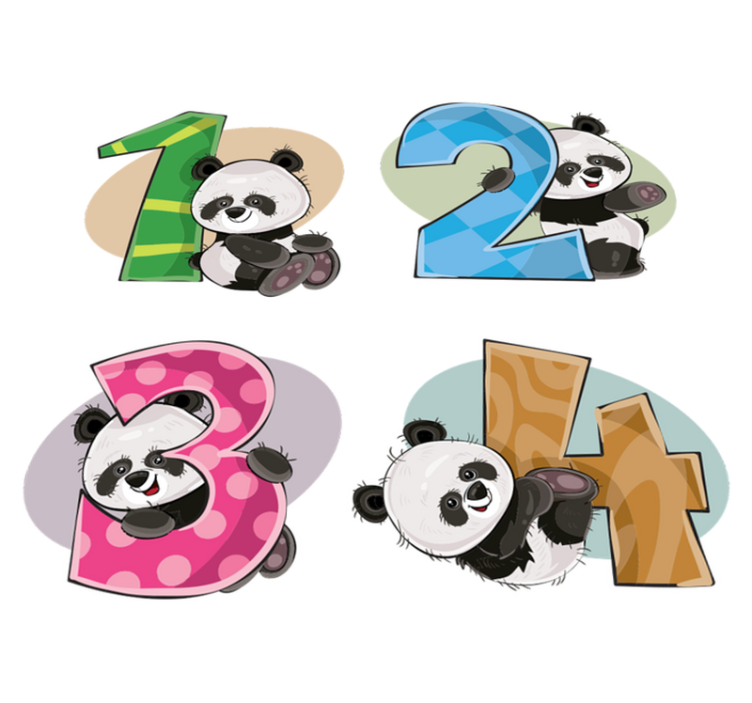 Vinyl teppe spedbarn med 4 pandaer - Tenstickers