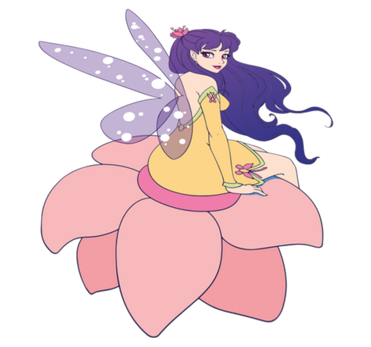 Søt fe sitter på en blomst vinyl teppe spedbarn - Tenstickers