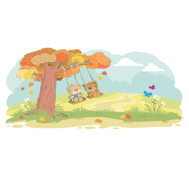 Vinyl teppe spedbarn med teddybjørner i skogen - Tenstickers