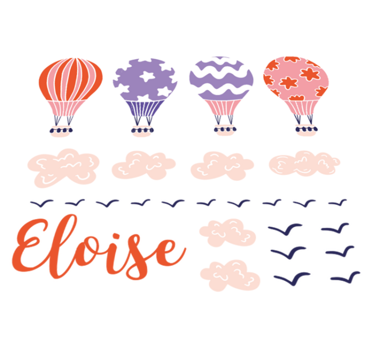 Vinyl teppe spedbarn rosa og lilla ballonger med skyer - Tenstickers