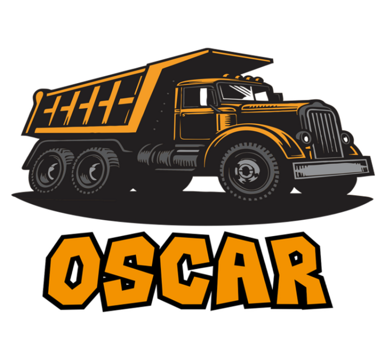 Vinyl teppe spedbarn med personlig oransje lastebil - Tenstickers