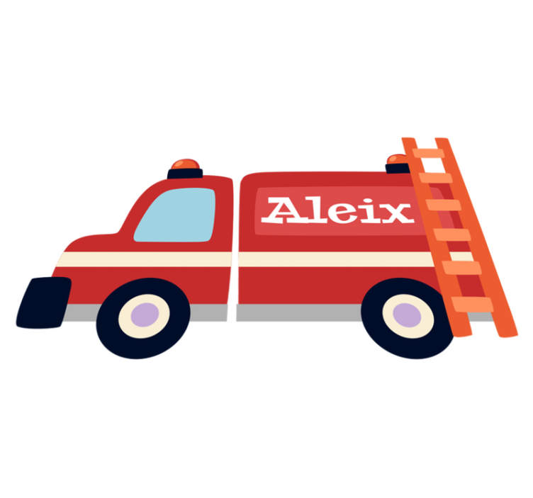 Vinyl teppe spedbarn fargerik brannbil - Tenstickers