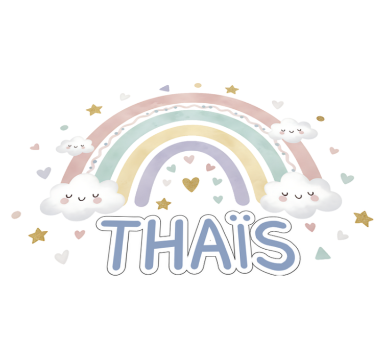 Regnbue med navn vinyl teppe spedbarn - Tenstickers